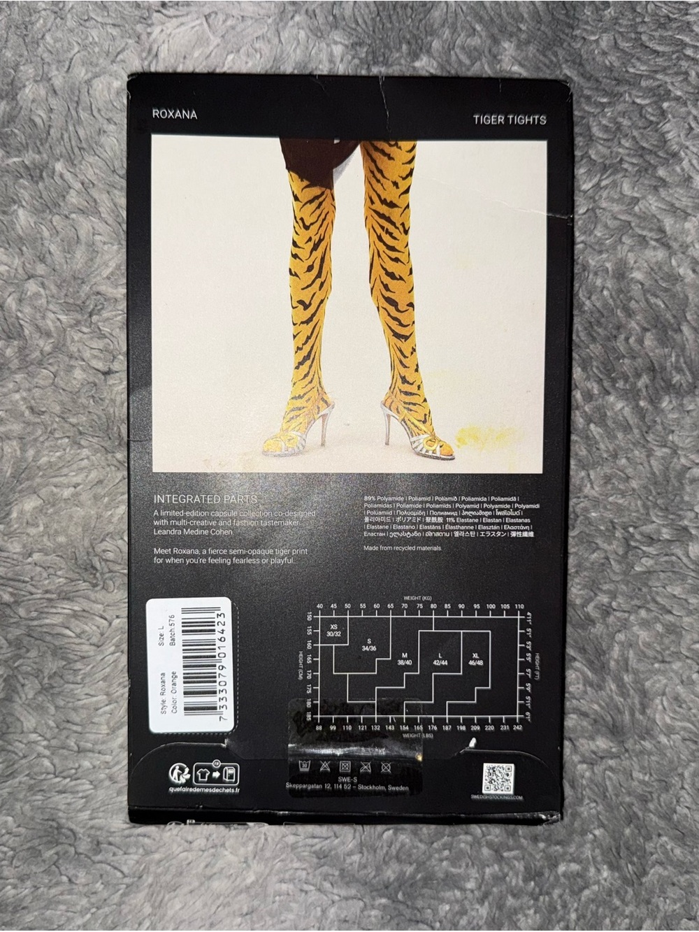 SWEDISH STOCKINGS X LEANDRA MEDINE COHEN ROXANA TIGER TIGHTS IN ORANGE - Picture 3 of 16